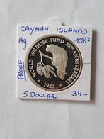 Cayman islands 5 dollar 1987 PROOF AG, Postzegels en Munten, Munten | Oceanië, Ophalen of Verzenden