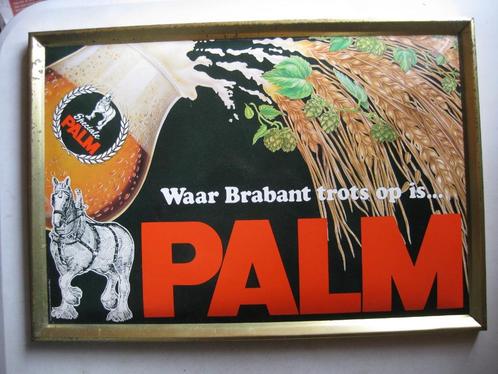Publicité PALM sous cadre - Vintage, Collections, Marques de bière, Utilisé, Panneau, Plaque ou Plaquette publicitaire, Palm, Enlèvement ou Envoi