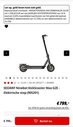 Elektrische step (905201), Fietsen en Brommers, Steps, Segway ninebot kickscooter max G2E, Elektrische step (E-scooter), Ophalen of Verzenden