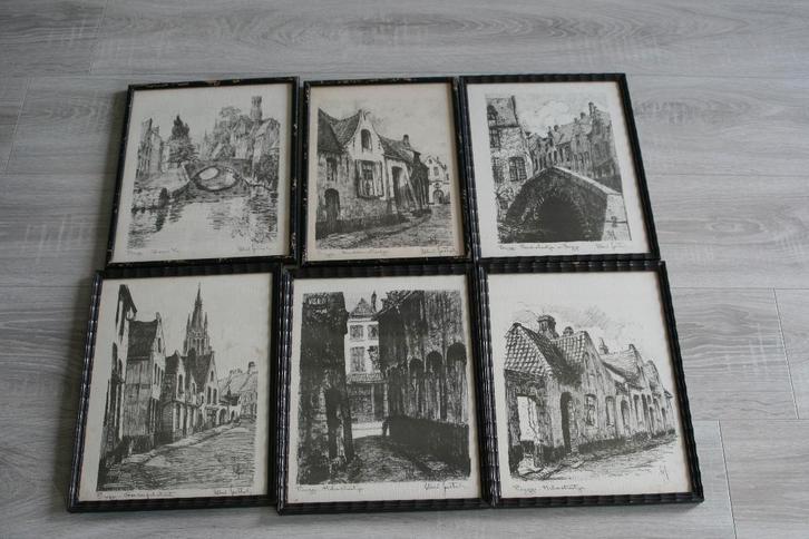 Ets Albert Goethals - 6 stuks, Antiek en Kunst, Kunst | Etsen en Gravures, Ets, Gesigneerd, Ingelijst, Ophalen of Verzenden