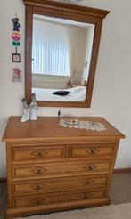 Eikenhouten  Commode /ladenkast met spiegel., 5 laden of meer, Ophalen, Gebruikt, Eikenhout