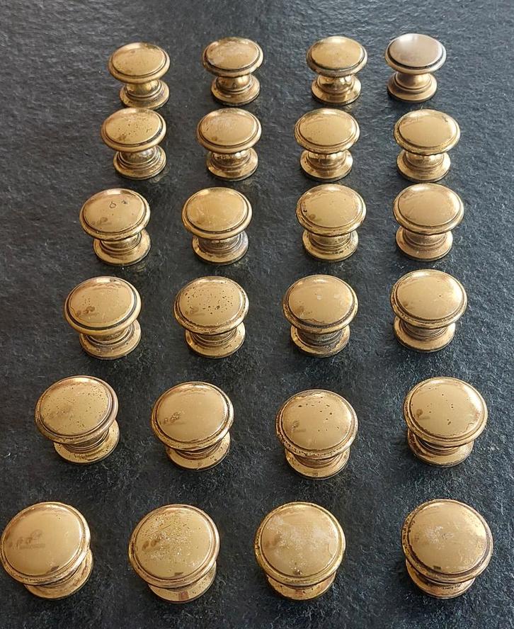 Volledige set (24st) Massief Messing Kastknoppen, Maison & Meubles, Cuisine | Casseroles & Poêles, Utilisé, Enlèvement