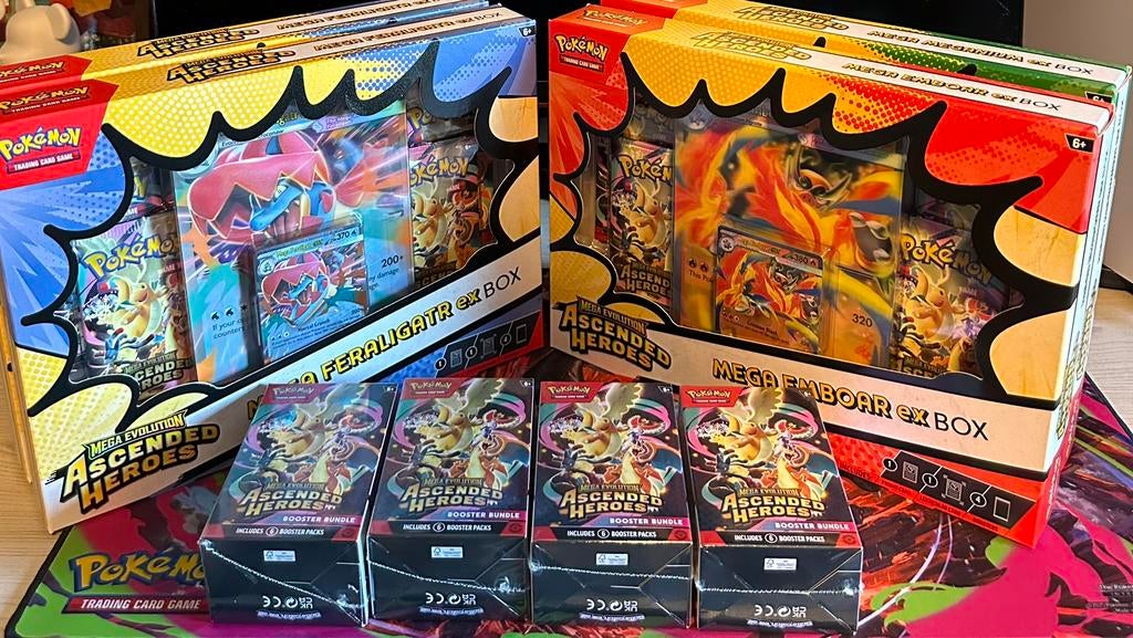 Pokémon Ascended Heroes 4x Mega ex Boxes + 4xBooster Bundles, Ophalen of Verzenden, Nieuw, Booster
