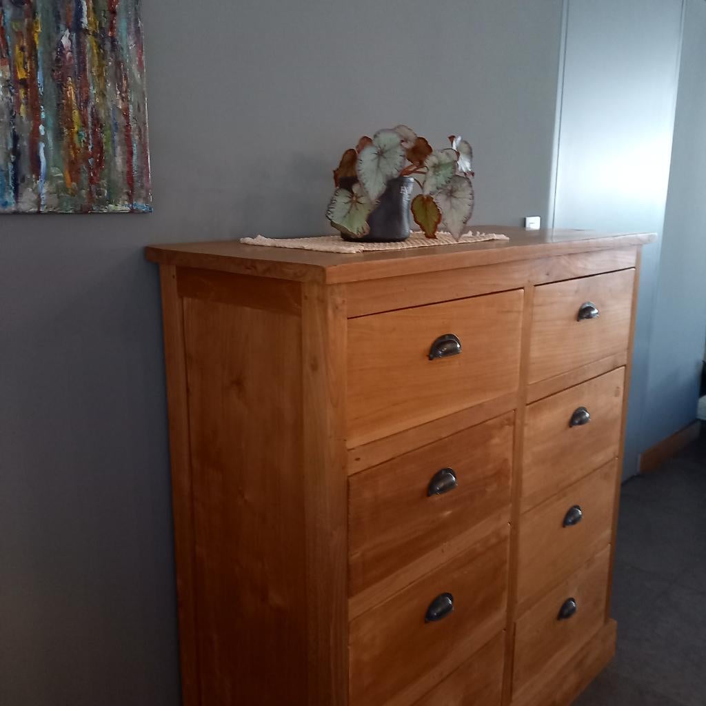 ladekast teak  B 120 cm x50 cm en hoogte125cm bod 300 eur+, Ophalen, Zo goed als nieuw, Teakhout