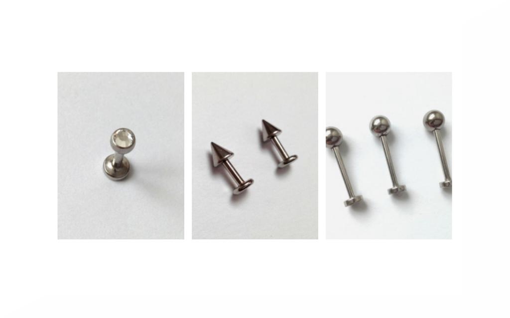 Lot de 6 labrets en acier chirurgical pour piercings, Bijoux, Sacs & Beauté, Piercings, Utilisé, Acier, Avec strass, Enlèvement
