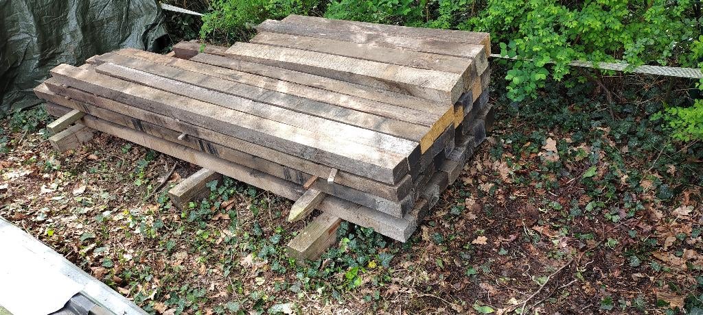 eiken balkjes 8,5cm op 6,5cm/9,5cm op 9,5cm, Tuin en Terras, Ophalen, Zo goed als nieuw, 180 tot 250 cm, Balken