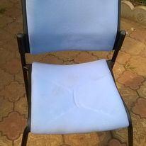 Chaise en tissu, Maison & Meubles, Chaises, Comme neuf, Cinq, Six Chaises ou plus, Synthétique, Métal, Tissus, Bleu, Enlèvement