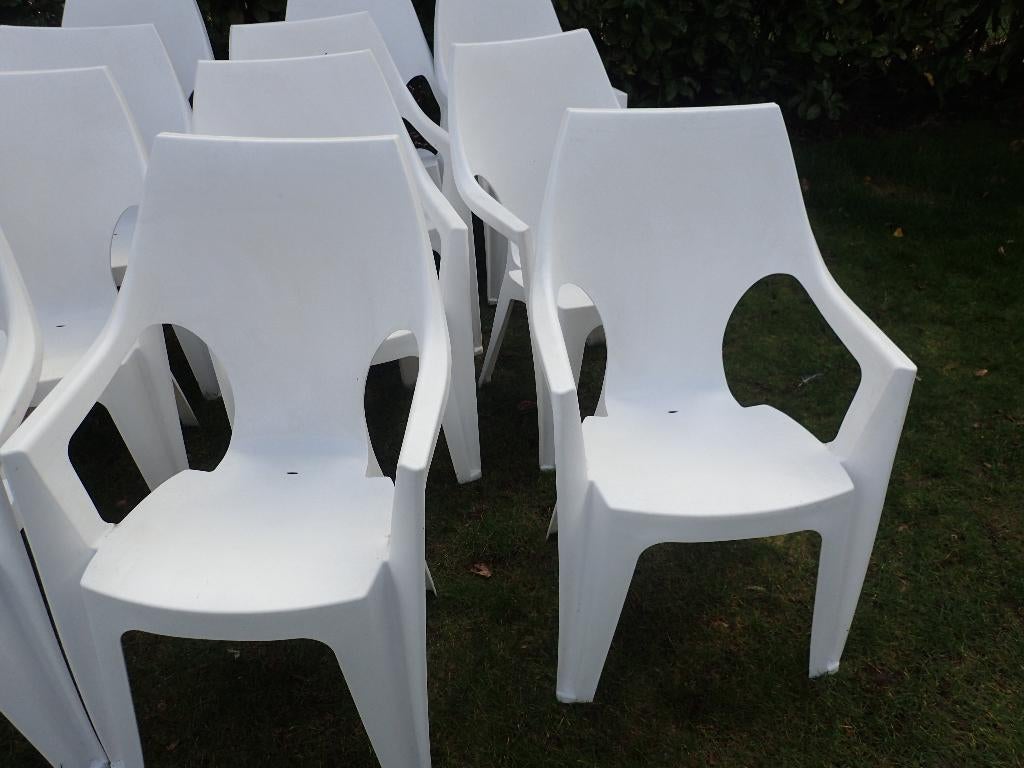 7 +1 tuinstoelen met hoge rug, Ophalen, Nieuw, Kunststof, Stapelbaar