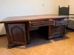 Vol eiken dubbel bureel met twee stoelen, Huis en Inrichting, Bureaus, Ophalen, Gebruikt