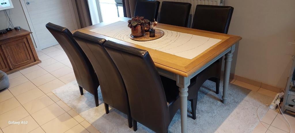 chaises de salle à manger en cuir marron, Maison & Meubles, Chaises, Utilisé, Cinq, Six Chaises ou plus, Cuir, Brun, Enlèvement