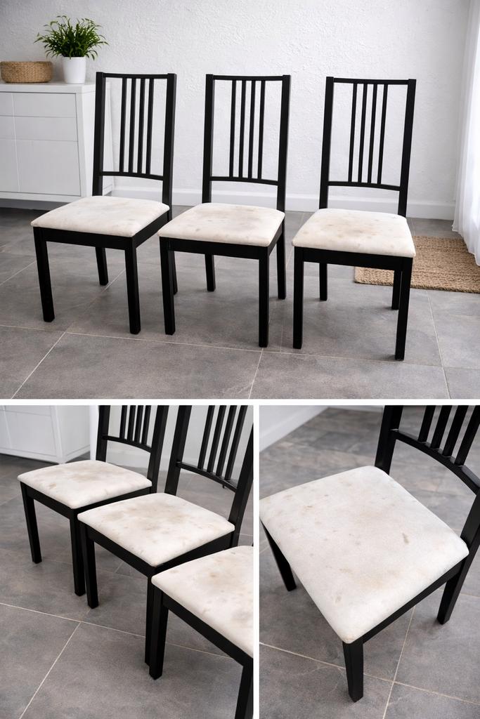 3 eetkamerstoelen, Ophalen, Gebruikt, Stof