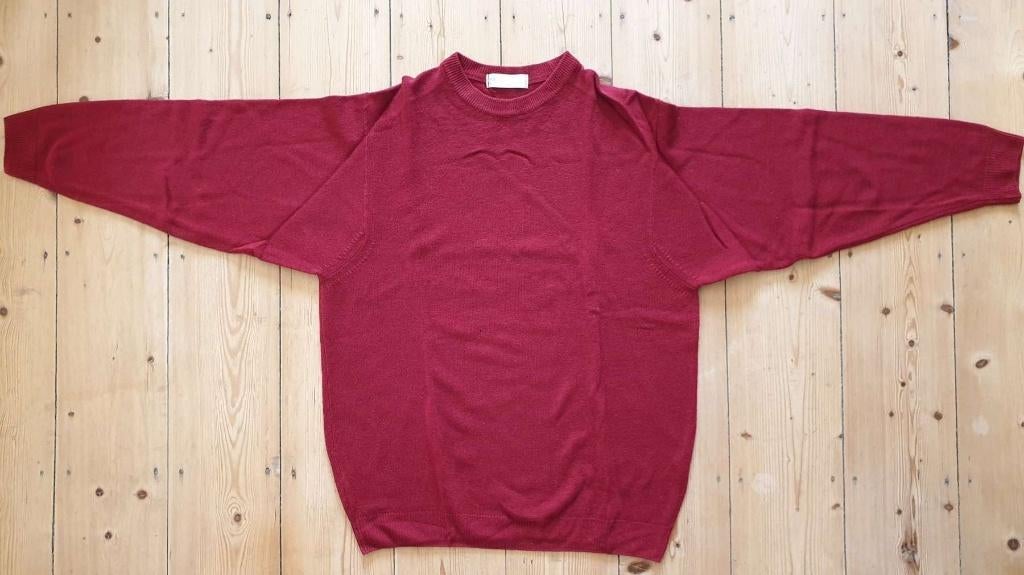 Vintage jaren 80 trui heren, roestbruin, Medium, wol, gaatje, Ophalen