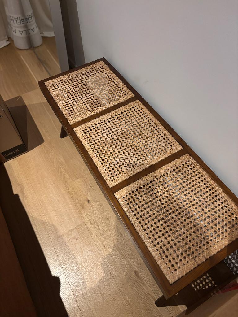 Walnoot rotan bank, Huis en Inrichting, Ophalen, Minder dan 50 cm, 100 tot 125 cm, Hout