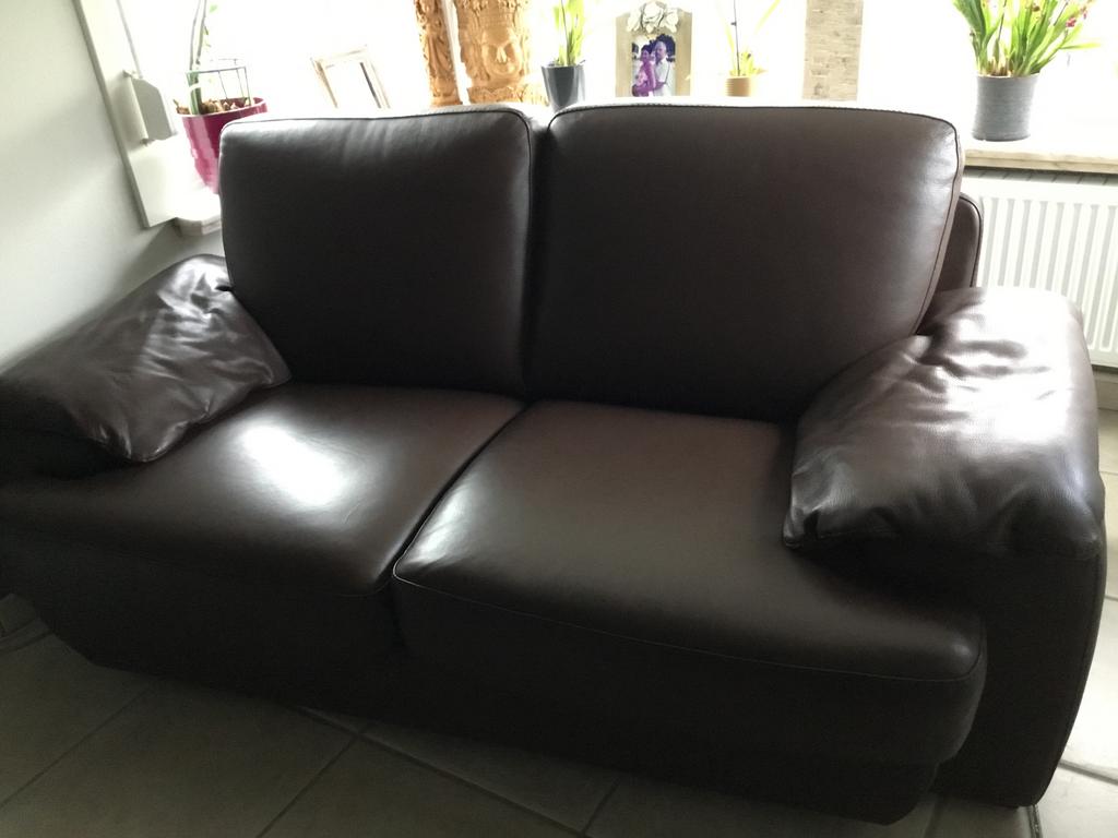 Moderne lederen tweezit, Ophalen, Zo goed als nieuw