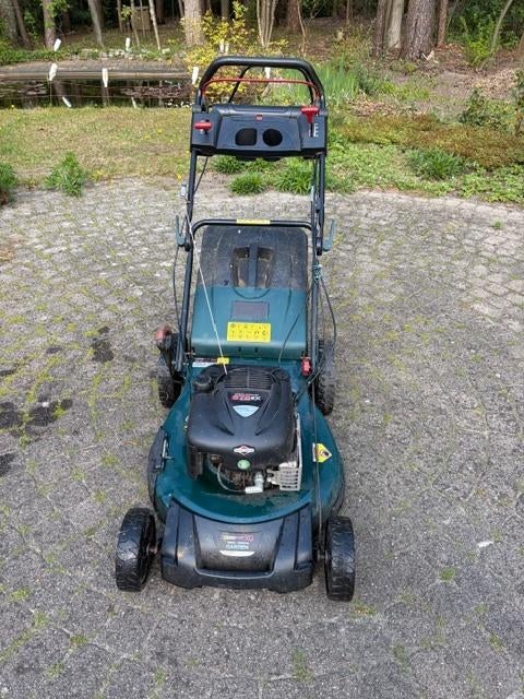 grasmaaier Power plus 56cm breedte 190cc., Tuin en Terras, Grasmaaiers, Gebruikt, Benzine-grasmaaier, 50 cm of meer, Cirkelmaaier