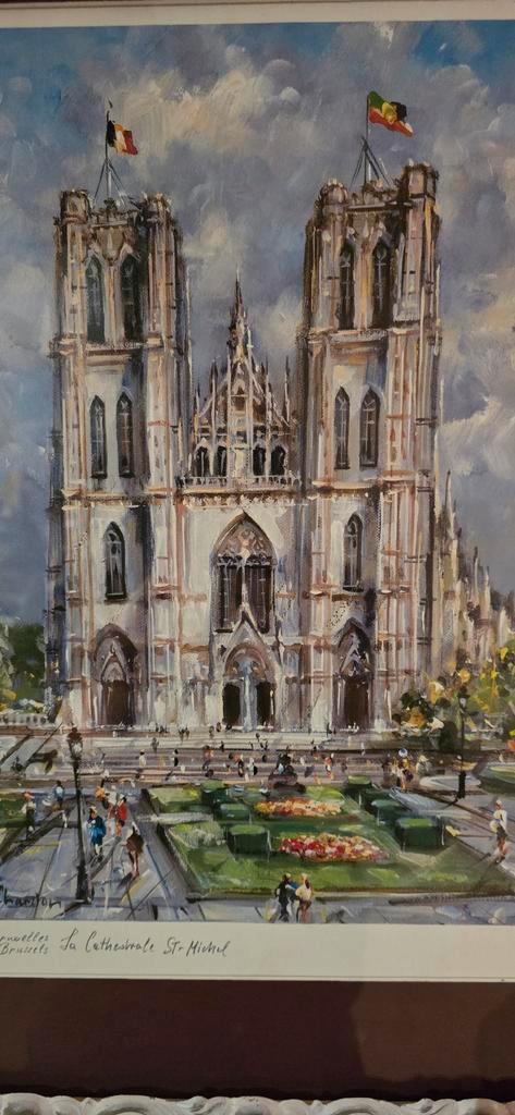 Omgeving: Sint-Michielskathedraal in Brussel, Antiek en Kunst, Kunst | Schilderijen | Klassiek, Ophalen