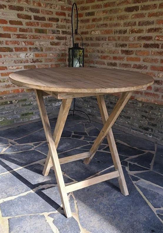 Houten tafel, Huis en Inrichting, Tafels | Eettafels, 50 tot 100 cm, Rond, Ophalen