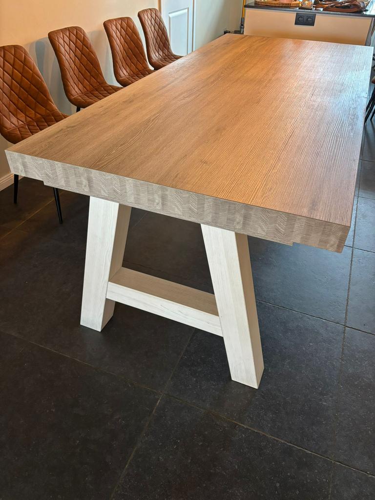 Eettafel + ronde tafel en 10 stoelen, Huis en Inrichting, Ophalen, Zo goed als nieuw