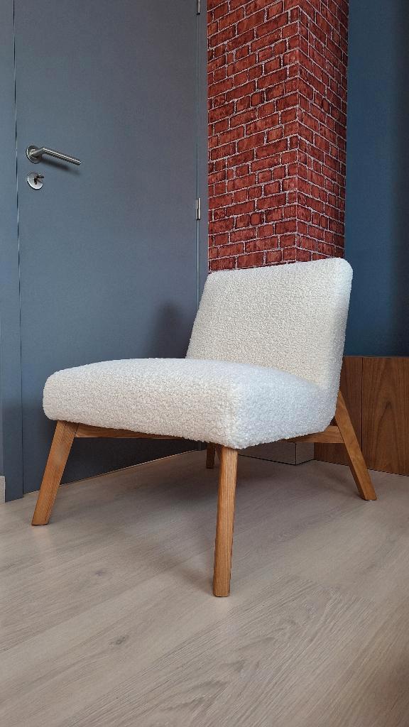 Fauteuil bouclette La Redoute, état impeccable, Huis en Inrichting, Fauteuils, Zo goed als nieuw, Hout, Stof, 50 tot 75 cm, 75 tot 100 cm