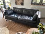 Zwart lederen zetel 2,5 personen, Huis en Inrichting, Zetels | Zetels, Ophalen, Modern design, Driepersoons, Zo goed als nieuw