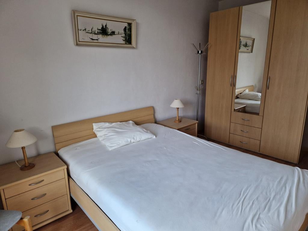 2 persoons slaapkamer in natuurlijke houtkleur, Ophalen, 140 cm