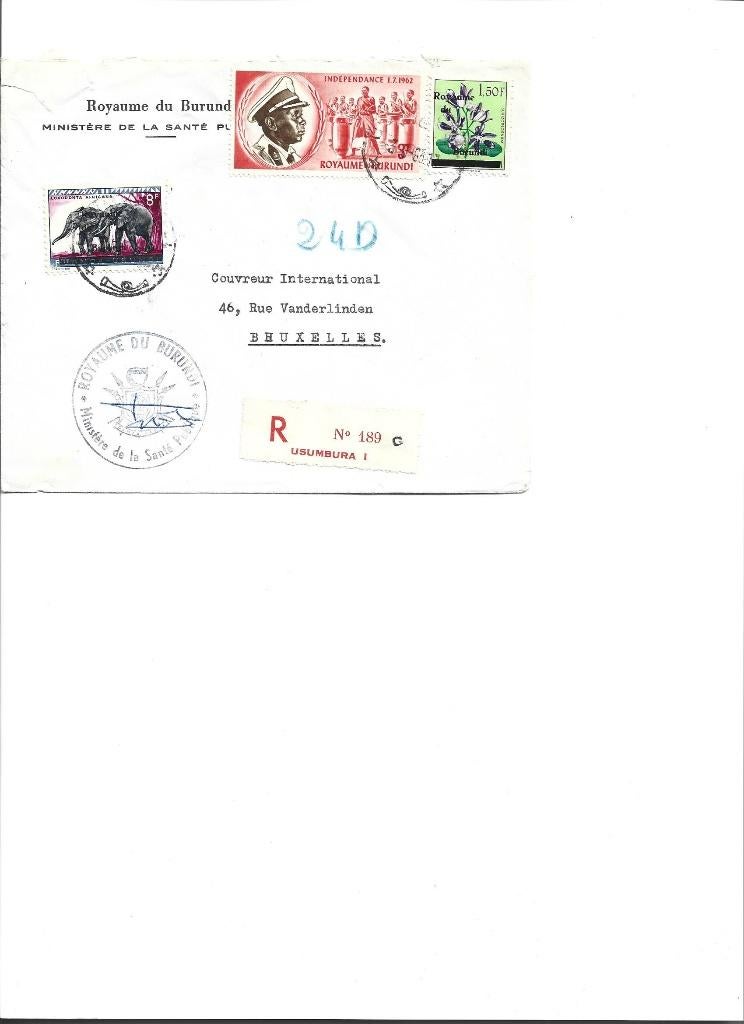 brief Burundi, Verzenden, Gestempeld