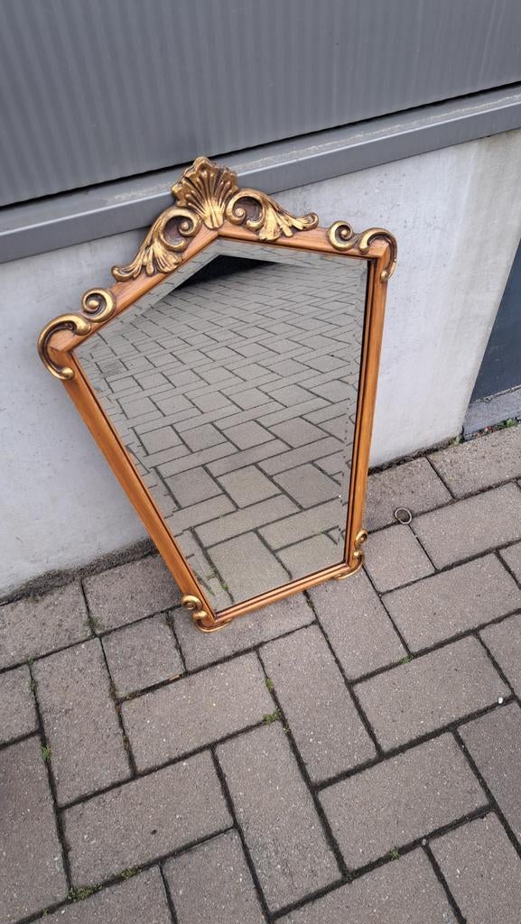 Retro spiegel  geslepen glas, Antiek en Kunst, Ophalen of Verzenden