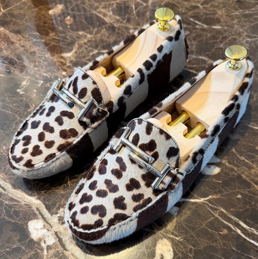 Tod's Gommino Loafers Driving Shoes Luipaardprint maat 38, Bruin, Instappers, Ophalen of Verzenden, Gedragen
