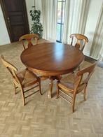 Antieken houten tafel (uitschuifbaar) + 4 stoelen, Huis en Inrichting, Tafels | Eettafels, Ophalen, Gebruikt