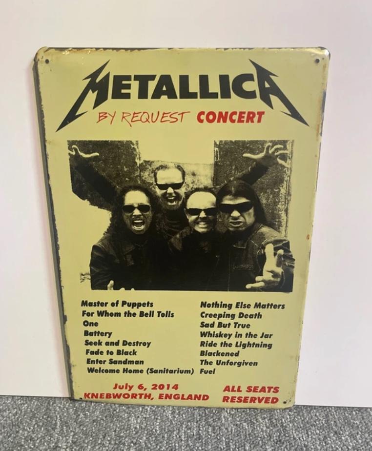 Plaque métallique 30/20 cm Metallica, Collections, Envoi, Utilisé, Autres types