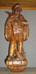 Houten sculptuur- herder met hond, Ophalen