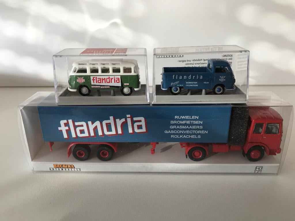 FLANDRIA BROMFIETSEN - 3 VOERTUIGEN - BREKINA - 1:87, Hobby en Vrije tijd, Verzenden, Nieuw, Bus of Vrachtwagen, Brekina