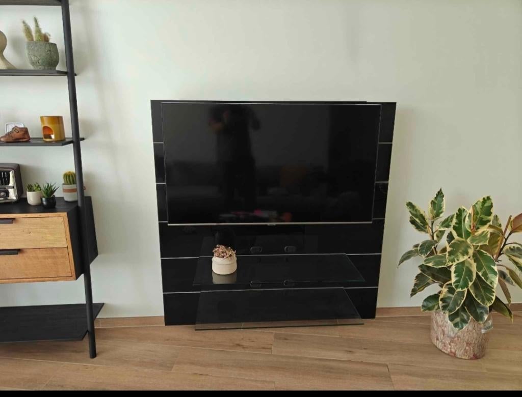 Meuble TV noir moderne, Maison & Meubles, Enlèvement, Comme neuf