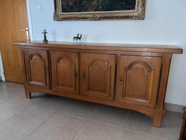 Landelijke eiken kasten – massief + fineer, Huis en Inrichting, Complete eetkamers, Gebruikt, Minder dan 4 stoelen, Ophalen