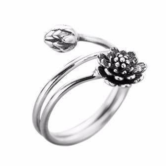Lotus ring van zilver, met elegant wikkeleffect, Bijoux, Sacs & Beauté, Bagues, Enlèvement ou Envoi, Neuf, Argent, Argent