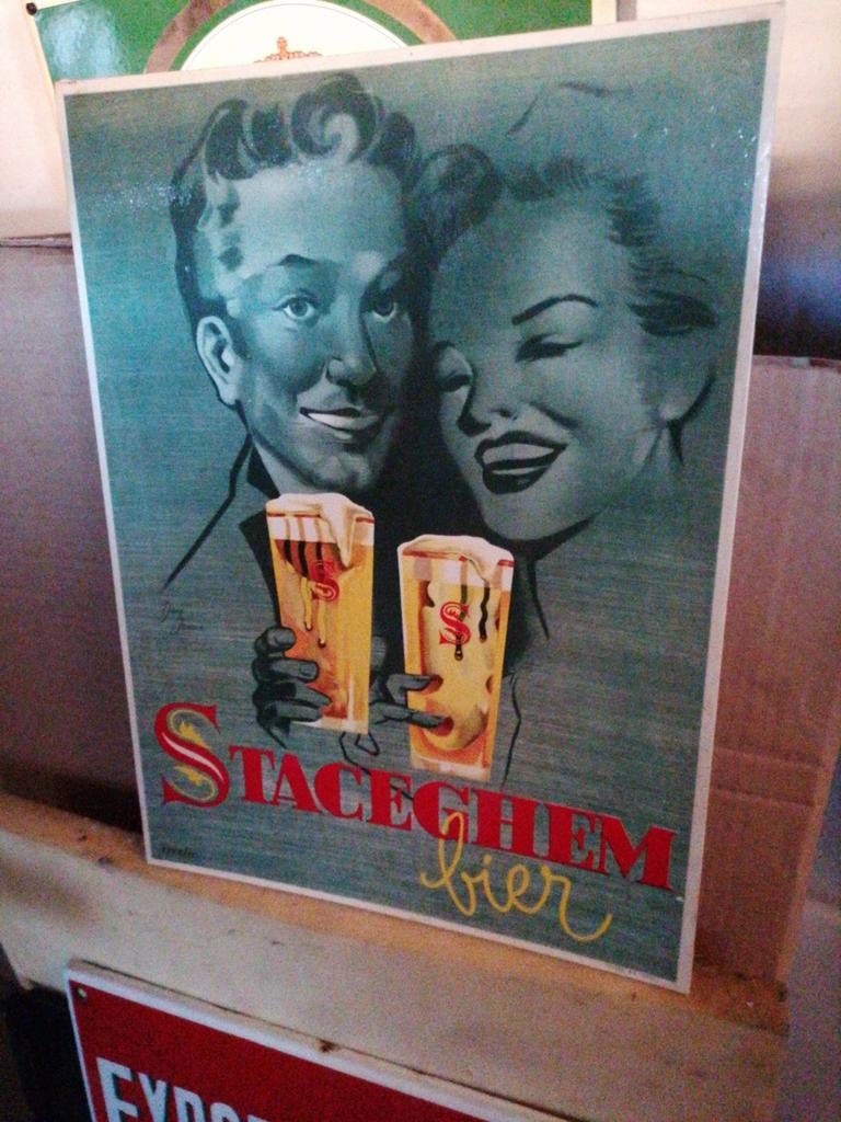 Ancienne bière publicitaire pour la bière Stacegem, Collections, Enlèvement ou Envoi