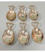 6 antiek antieke vernikkeld lepels lepel amuse presentatie, Ophalen of Verzenden