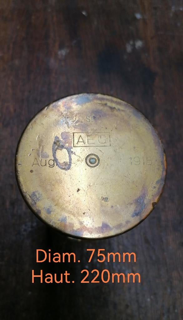 Douille militaire AEG WW1 1915, Collections, Envoi, Autres, Douilles ou Pièces de fouille