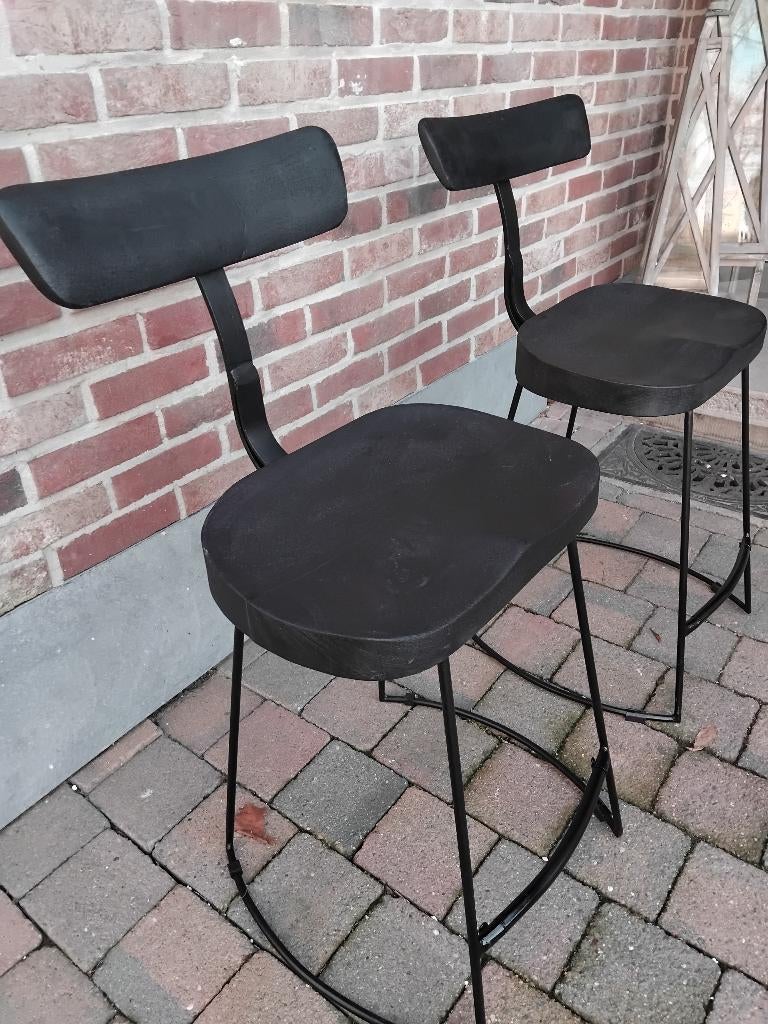 barstoelen massief mango 2 stuks, Huis en Inrichting, Ophalen, Zo goed als nieuw