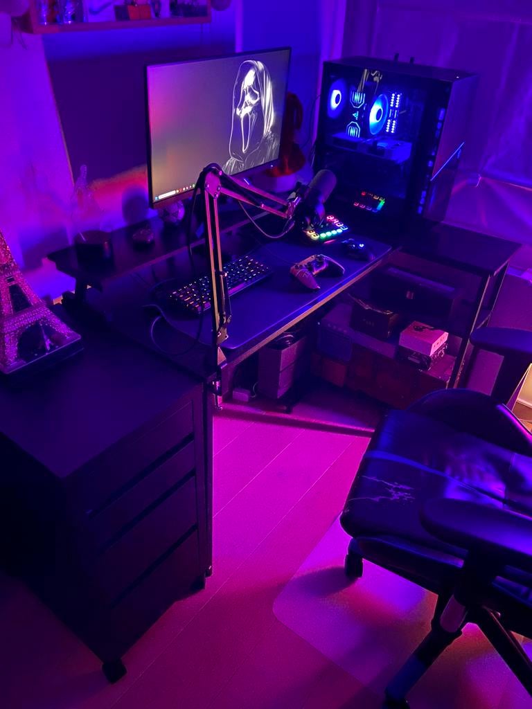 Bureau gaming en bois noir, Maison & Meubles, Bureaux, 155 cm, 50 cm, Comme neuf, Bois