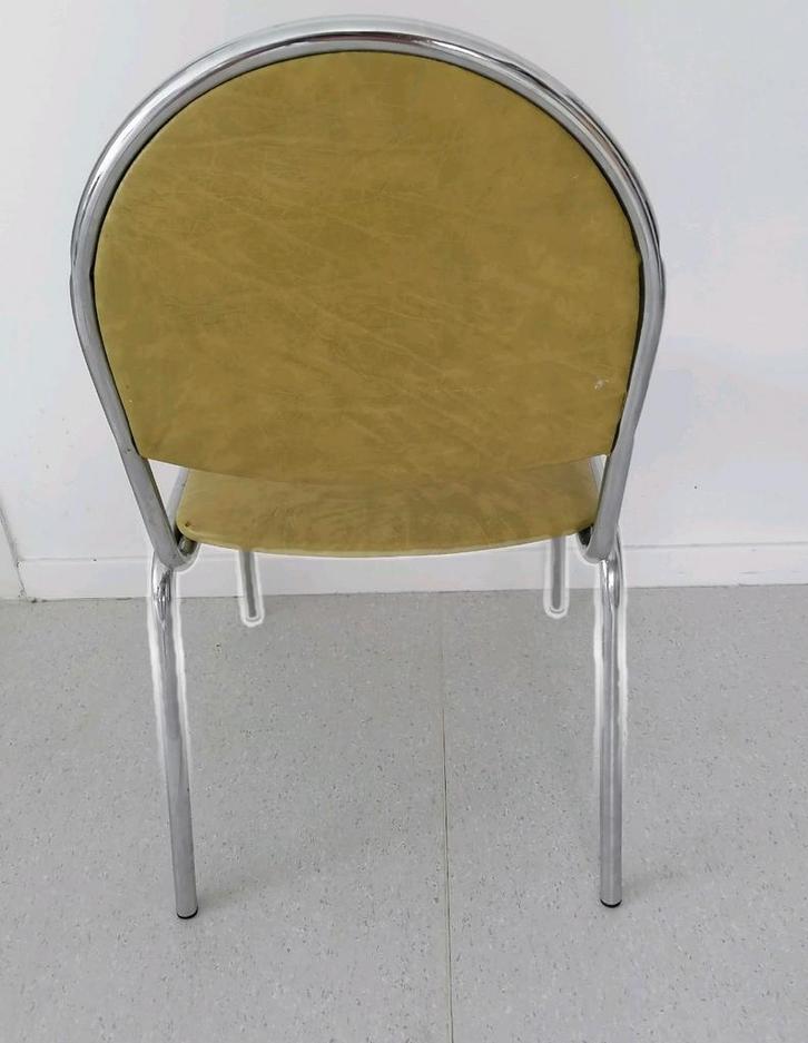 ️rétro 70s 🟢 2 chaises 🟩 2 tabourets chromé skaï matcha, Maison & Meubles, Chaises, Utilisé, Une, Métal, Autres couleurs, Enlèvement