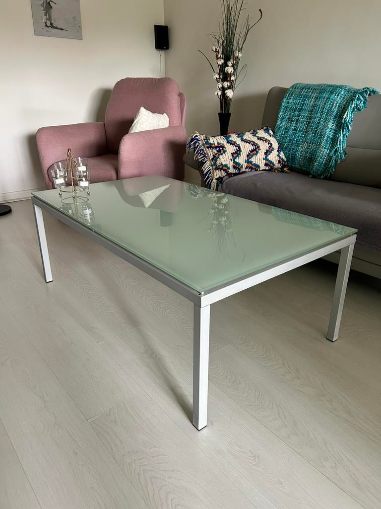 Glazen salontafel, Huis en Inrichting, Tafels | Salontafels, Ophalen, Zo goed als nieuw