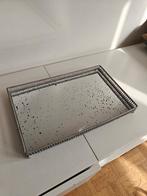 Dienblad van glas en metaal, Ophalen, Gebruikt, Rechthoekig, Metaal