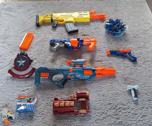 7 nerfblasters + extra magazijn + veel kogels, Kinderen en Baby's, Speelgoed | Buiten | Actiespeelgoed, Zo goed als nieuw, Ophalen
