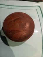 Houten kommetje met gegraveerd deksel, Ophalen of Verzenden, Gebruikt, Rond, Hout