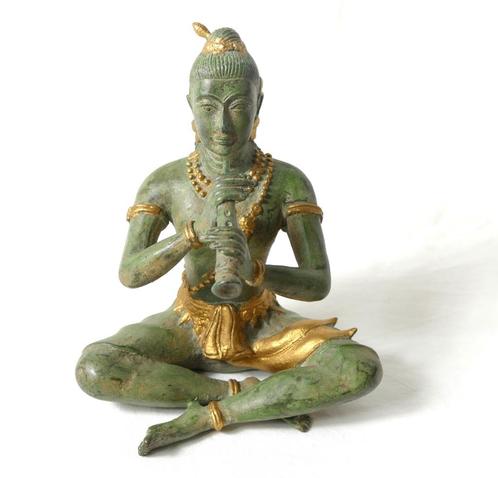 Statue en bronze d'un joueur de flûte orientale, Collections, Statues & Figurines, Utilisé, Humain, Enlèvement ou Envoi