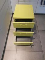 geel/groene bureaukast op wielen, Huis en Inrichting, Bureaus, Ophalen, Met wielen, Zo goed als nieuw, Bureau
