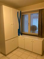 2 delige witte kast met planken wasplaats / badkamer, Ophalen, Gebruikt, (Half)hoge kast, 200 cm of meer