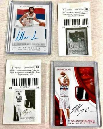 2x panini basketbal kaart met handtekening 2016-17 / 2017-18 beschikbaar voor biedingen