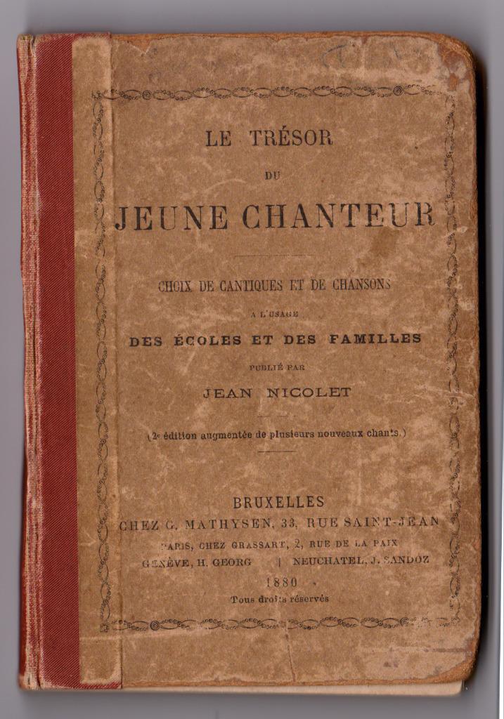 Chansonnier "Le trésor du jeune chanteur" (1880)., Boeken, Muziek, Gelezen, Overige onderwerpen, Verzenden